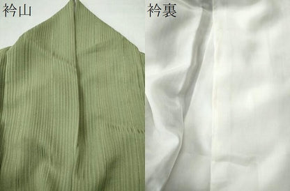 平和屋着物●上質な色無地　縞地紋　青丹色　正絹　逸品　CAAS7519yc