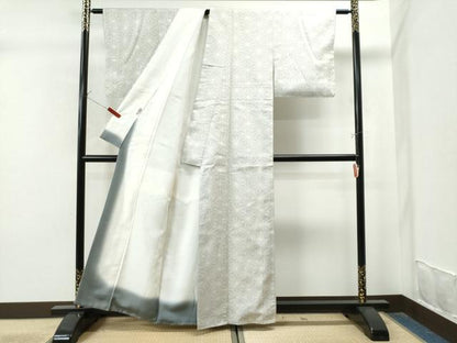 平和屋着物●上質な紬 麻の葉文様 正絹 逸品 未使用 CAAS7521yc