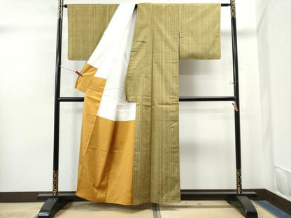平和屋着物●上質な紬 吉祥間道 正絹 逸品 未使用 CAAS7547yc