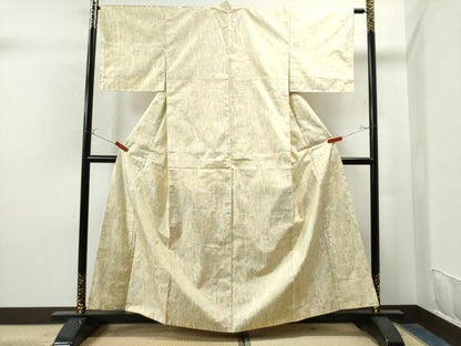 平和屋着物●本場大島紬　エ霞渡り橋樹林風景文　正絹　逸品　未使用　CAAS7561yc