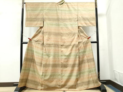 平和屋着物●上質な紬　霞文　正絹　逸品　CAAS7567yc