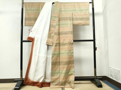 平和屋着物●上質な紬　霞文　正絹　逸品　CAAS7567yc