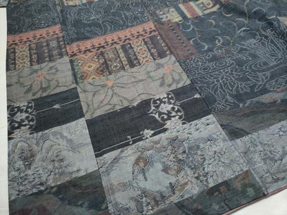 平和屋着物●小千谷紬　百柄　横段吉祥花文　正絹　逸品　CAAS7579yc