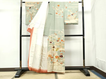 平和屋着物●訪問着 駒刺繍 霞松竹梅花文 金彩 鬼しぼ縮緬 高島屋扱い 正絹 逸品 CAAS7594yc