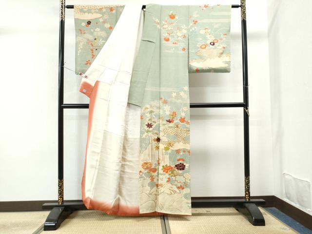 平和屋着物●訪問着 駒刺繍 霞松竹梅花文 金彩 鬼しぼ縮緬 高島屋扱い 正絹 逸品 CAAS7594yc