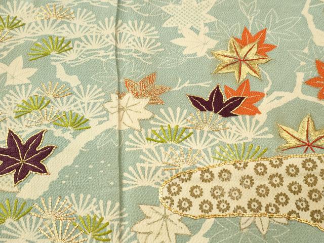平和屋着物●訪問着 駒刺繍 霞松竹梅花文 金彩 鬼しぼ縮緬 高島屋扱い 正絹 逸品 CAAS7594yc