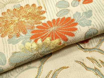 平和屋着物●訪問着 駒刺繍 霞松竹梅花文 金彩 鬼しぼ縮緬 高島屋扱い 正絹 逸品 CAAS7594yc