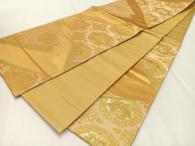 平和屋着物◎六通柄袋帯 裂取鴛鴦文 金糸 正絹 逸品 CAAS7675ua