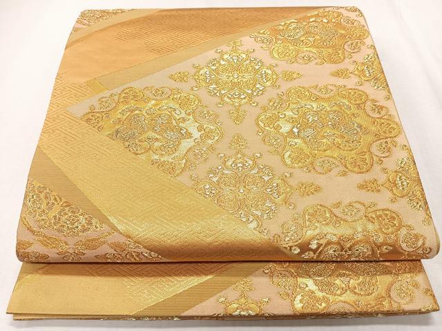 平和屋着物◎六通柄袋帯 裂取鴛鴦文 金糸 正絹 逸品 CAAS7675ua
