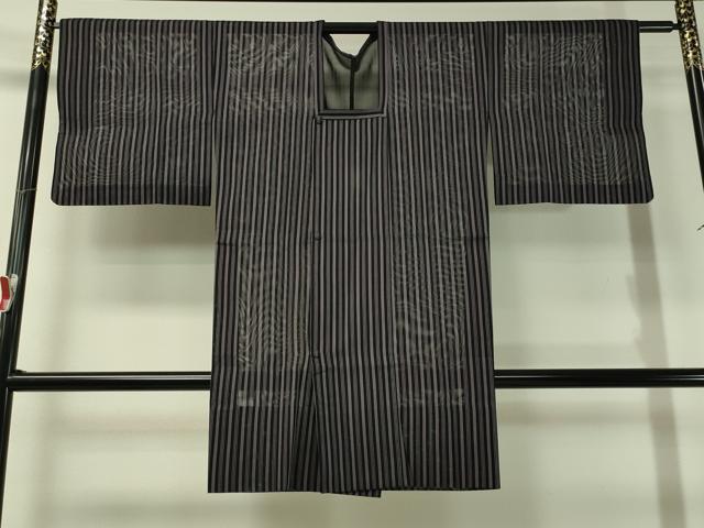 平和屋着物▽道行コート スリーシーズン 春夏秋 塵除け 紗 間道 黒地 正絹 逸品 CAAS8086vp