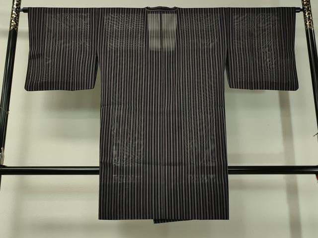 平和屋着物▽道行コート スリーシーズン 春夏秋 塵除け 紗 間道 黒地 正絹 逸品 CAAS8086vp