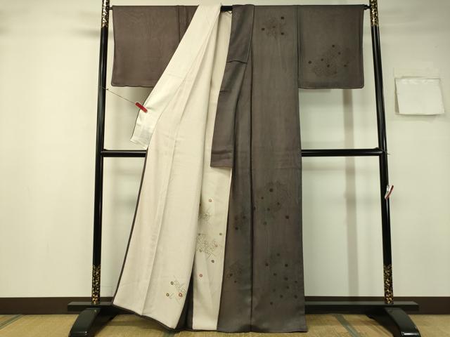 平和屋着物▽訪問着 単衣 紗袷 刺繍 紗綾形花文 正絹 逸品 CAAS8250vp
