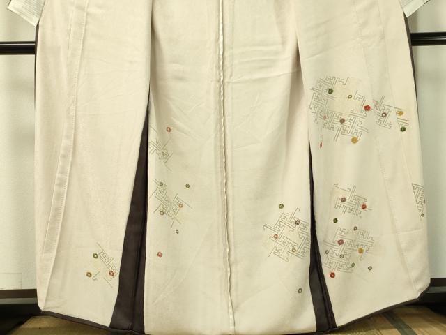 平和屋着物▽訪問着 単衣 紗袷 刺繍 紗綾形花文 正絹 逸品 CAAS8250vp