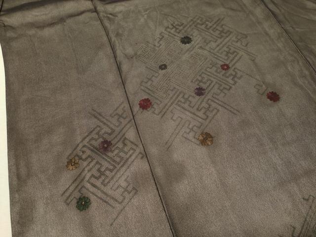 平和屋着物▽訪問着 単衣 紗袷 刺繍 紗綾形花文 正絹 逸品 CAAS8250vp