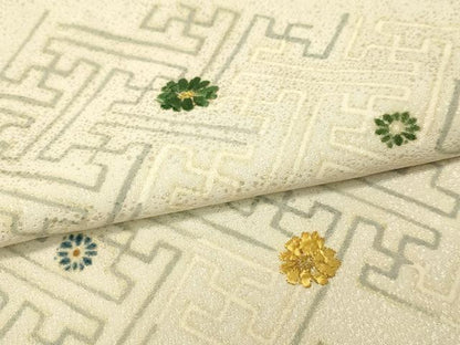 平和屋着物▽訪問着 単衣 紗袷 刺繍 紗綾形花文 正絹 逸品 CAAS8250vp