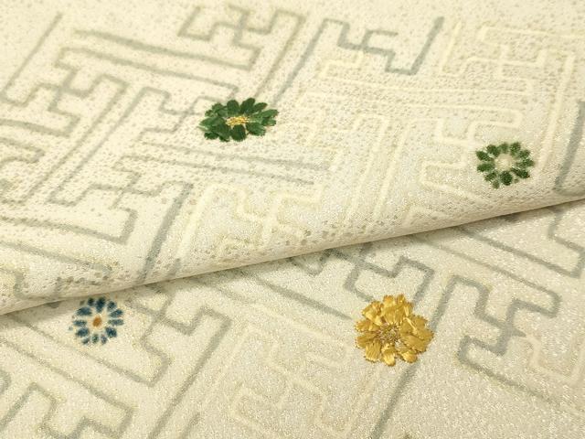 平和屋着物▽訪問着 単衣 紗袷 刺繍 紗綾形花文 正絹 逸品 CAAS8250vp