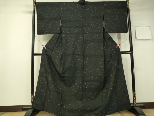 平和屋着物▽上質な小紋 単衣 成り物 黒地 正絹 逸品 CAAS8255vp