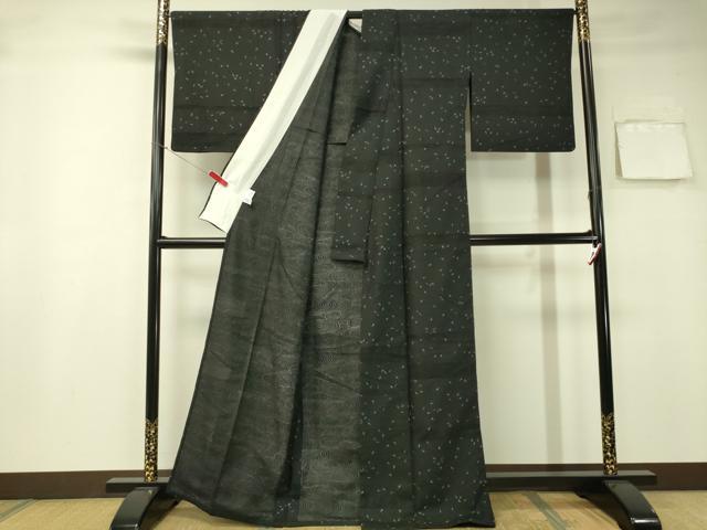 平和屋着物▽上質な小紋 単衣 成り物 黒地 正絹 逸品 CAAS8255vp