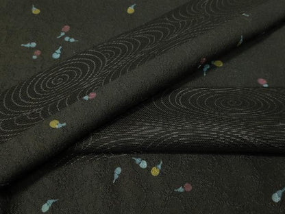 平和屋着物▽上質な小紋 単衣 成り物 黒地 正絹 逸品 CAAS8255vp