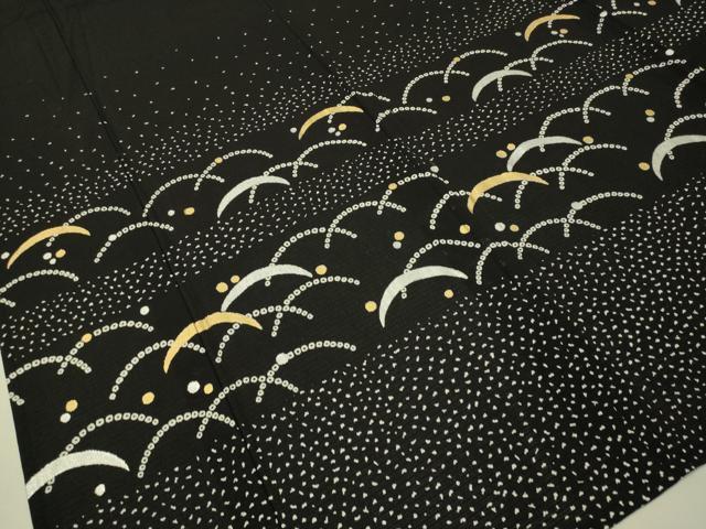 平和屋着物＊夏物 ファッションデザイナー 花井幸子 訪問着 絽縮緬 芝草横段文 黒地 金銀彩 正絹 逸品 CAAS8364vp
