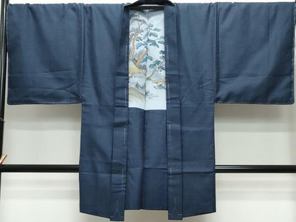 平和屋着物●男性 お召 アンサンブル 100亀甲 キングサイズ 正絹 逸品 未使用 CAAS8402vf
