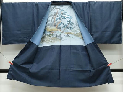 平和屋着物●男性 お召 アンサンブル 100亀甲 キングサイズ 正絹 逸品 未使用 CAAS8402vf