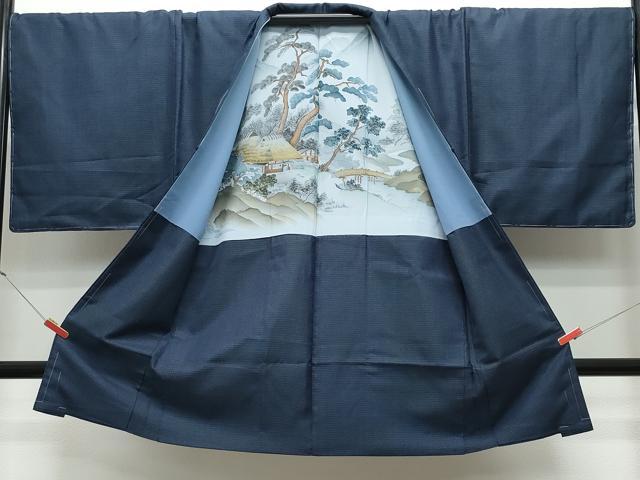 平和屋着物●男性 お召 アンサンブル 100亀甲 キングサイズ 正絹 逸品 未使用 CAAS8402vf