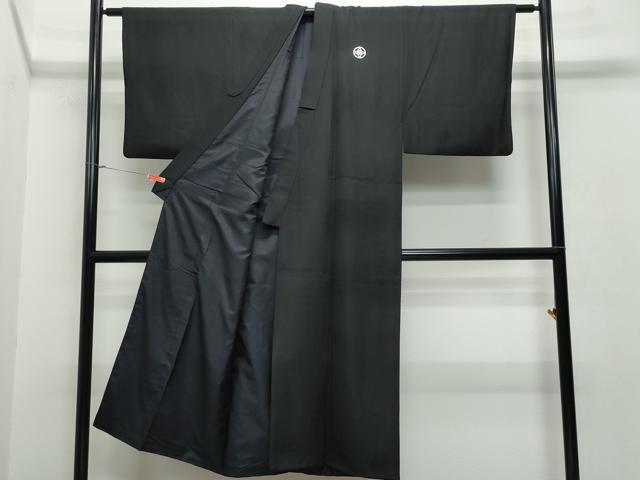 平和屋着物●男性　黒紋付　羽織セット　正絹　逸品　CAAS8404vf