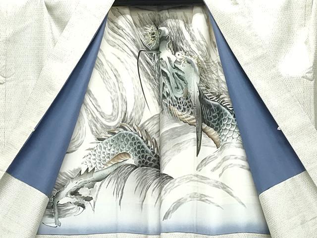 平和屋着物●男性　本場大島紬　白大島　アンサンブル　泊清勇作　100亀甲　総詰め　キングサイズ　証紙付き　正絹　逸品　CAAS8406vf