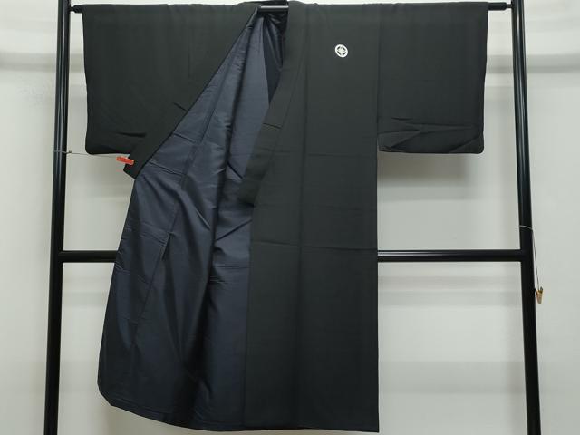 平和屋着物●男性　黒紋付　羽織セット　正絹　逸品　CAAS8407vf