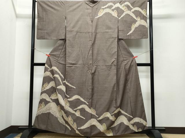 平和屋着物●訪問着　本場大島紬地　絞り　遠山草木文　正絹　逸品　CAAS8431vf