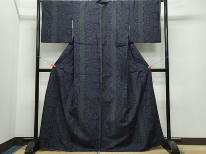 平和屋着物●結城紬　80亀甲　松花文　正絹　逸品　CAAS8436vf