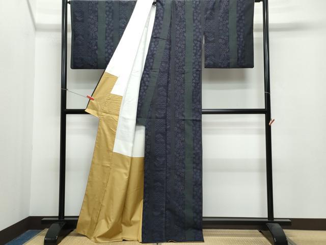 平和屋着物●結城紬　80亀甲　松花文　正絹　逸品　CAAS8436vf