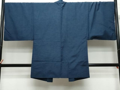 平和屋着物●男性　紬　アンサンブル　藍鉄色　正絹　逸品　CAAS8447vf