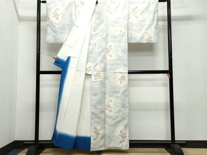 平和屋着物●本場大島紬 白大島 9マルキ 鯉 正絹 逸品 CAAS8455vf