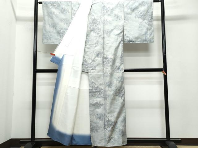 平和屋着物●都喜ヱ門　本場大島紬　白大島　9マルキ　風景樹林文　総絣　藤絹織物謹製　正絹　逸品　CAAS8467vf