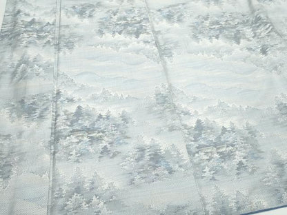平和屋着物●都喜ヱ門　本場大島紬　白大島　9マルキ　風景樹林文　総絣　藤絹織物謹製　正絹　逸品　CAAS8467vf