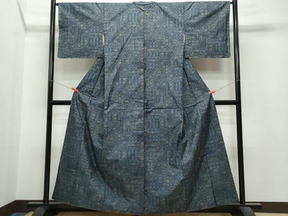 平和屋着物●都喜ヱ門　本場大島紬　9マルキ　泥染め　吉祥花文　藤絹織物謹製　証紙付き　正絹　逸品　CAAS8475vf