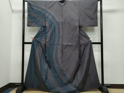 平和屋着物●本場大島紬　訪問着　9マルキ　流線文　正絹　逸品　CAAS8489vf