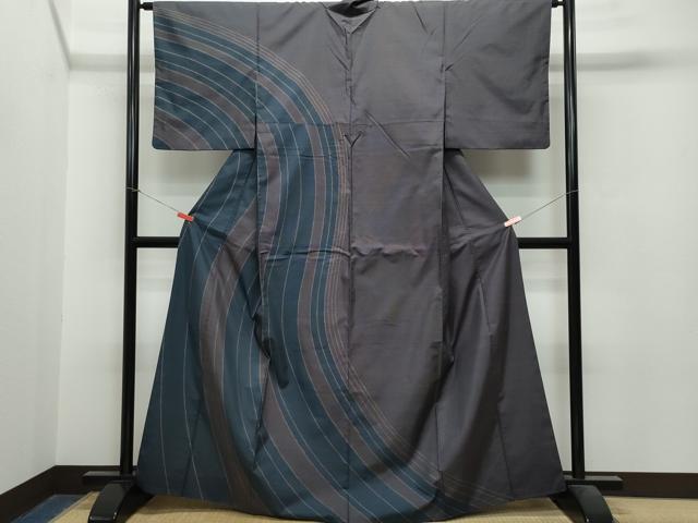 平和屋着物●本場大島紬　訪問着　9マルキ　流線文　正絹　逸品　CAAS8489vf