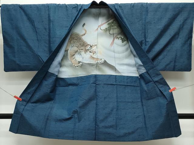 平和屋着物●男性　紬　髭紬・羽織セット　褐返色　正絹　逸品　CAAS8499vf