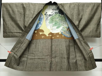 平和屋着物●男性 紬 アンサンブル 霞文 正絹 逸品 CAAS8505vf