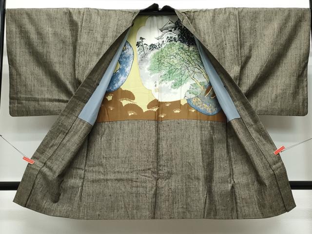 平和屋着物●男性 紬 アンサンブル 霞文 正絹 逸品 CAAS8505vf