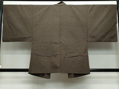 平和屋着物●男性　紬　アンサンブル　赤墨色　正絹　逸品　CAAS8513vf