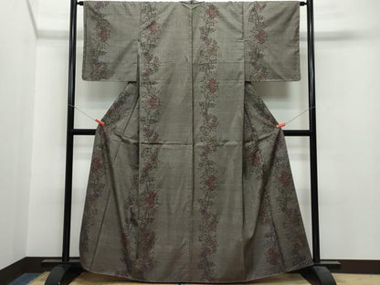 平和屋着物●本場大島紬 7マルキ 泥染め 草花文 正絹 逸品 未使用 CAAS8522vf