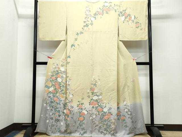 平和屋着物●高級染元　粋峰　林芳夫　京加賀友禅　訪問着　草花文　正絹　逸品　CAAS8540vf