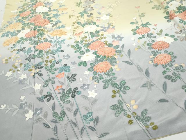 平和屋着物●高級染元　粋峰　林芳夫　京加賀友禅　訪問着　草花文　正絹　逸品　CAAS8540vf