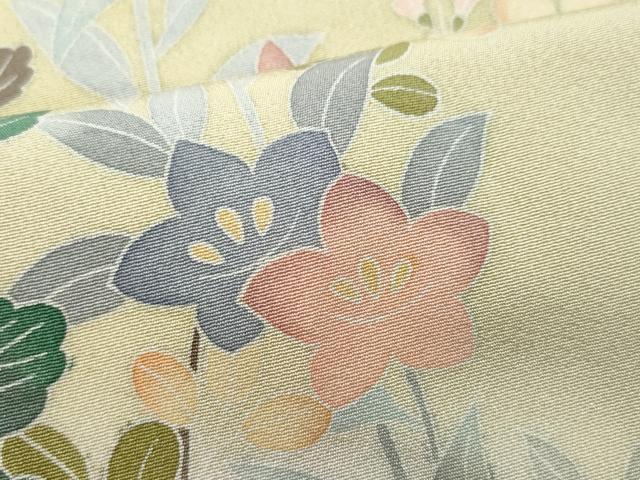 平和屋着物●高級染元　粋峰　林芳夫　京加賀友禅　訪問着　草花文　正絹　逸品　CAAS8540vf