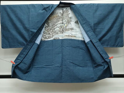平和屋着物●男性　紬　アンサンブル　吉祥文　正絹　逸品　CAAS8550vf