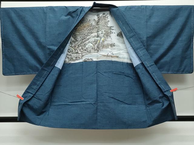 平和屋着物●男性　紬　アンサンブル　吉祥文　正絹　逸品　CAAS8550vf
